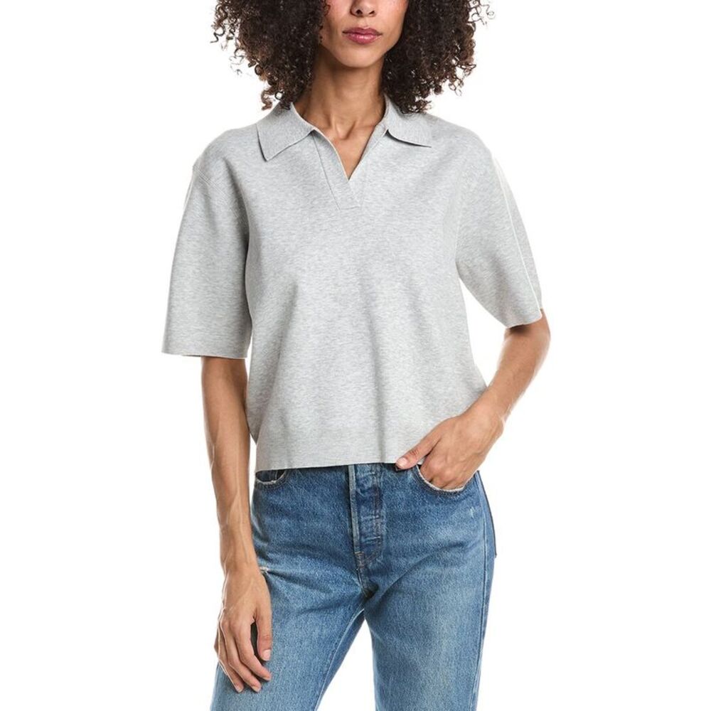 Theory Womens Oversized Polo Shirt, Gray
